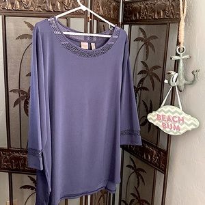 NWOT Dark midnight Blue Chico’s tunic top plus XL